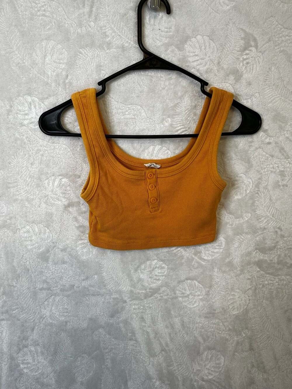Cotton:On Ribbed Button-Front Crop Tank Top Size S